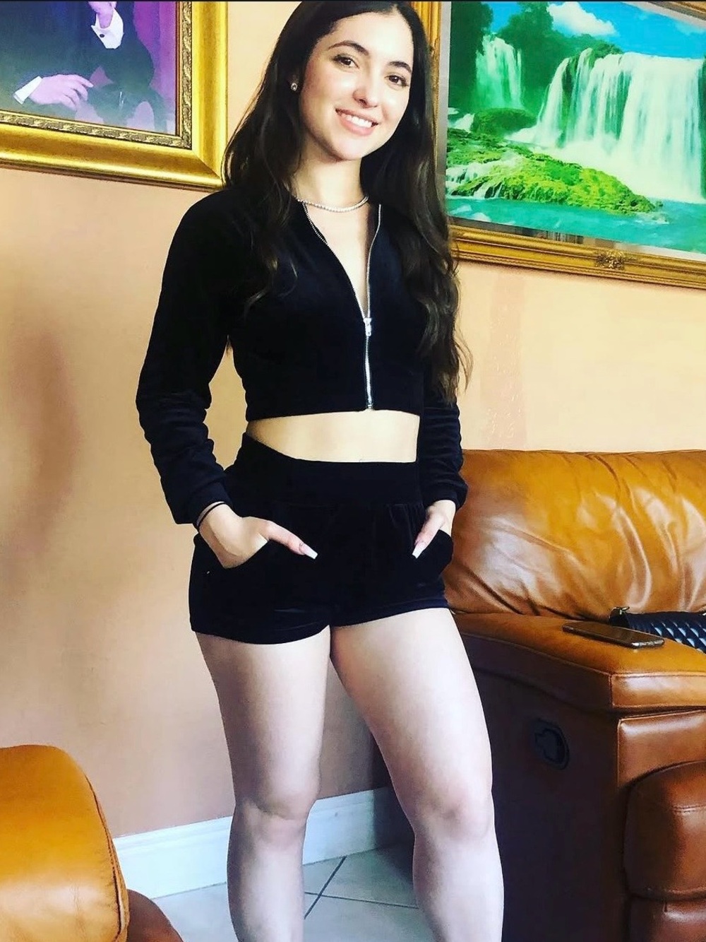 Fashion Nova Black Velvet Lounge Shorts Set